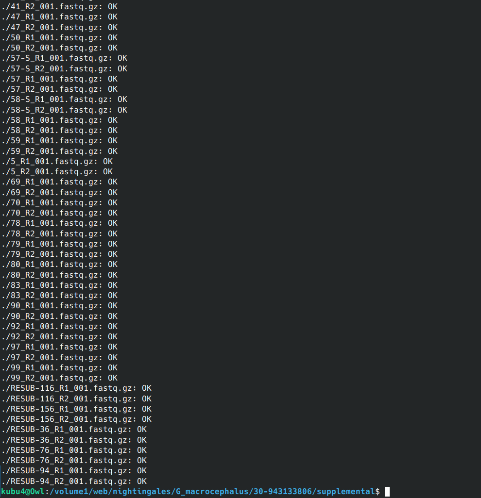 MD5 checksum verification for second set of files.