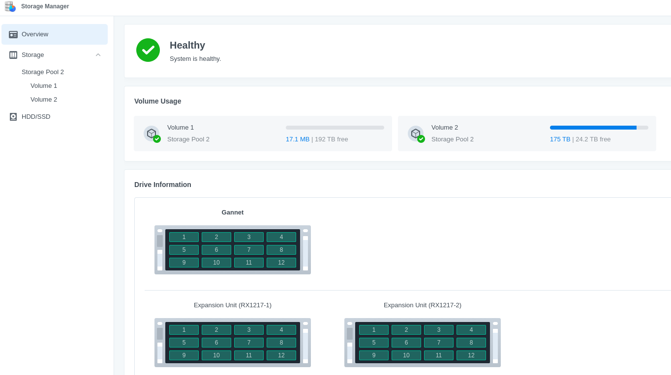 Screenshot showing storage pool with two volumes, instead of just a single volume.